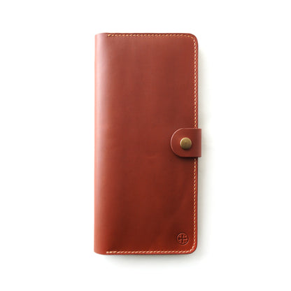 Handmade_full grain leather_cheque book_wallet_with_a_antique_button_front