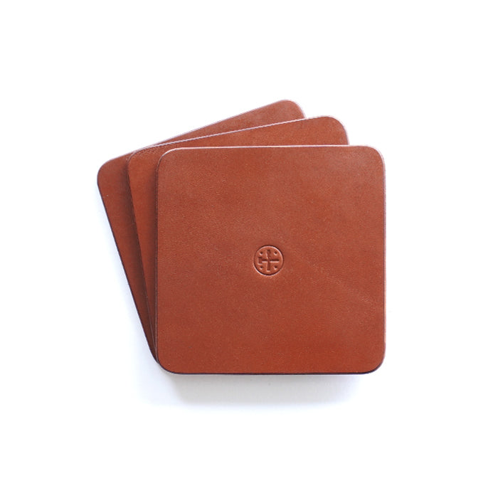The Maker - Full-Grain Leather Coaster Set - Handcrafted Premium